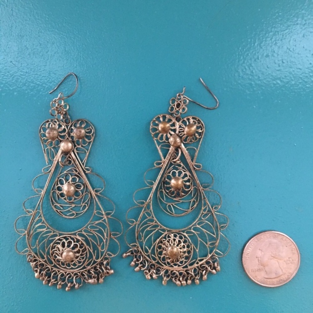 Vintage 60s-70s silver dangle chandelier earrings